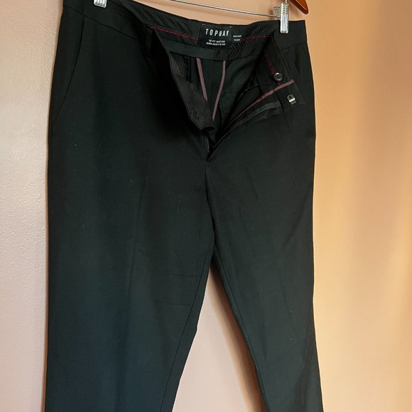 Topman Men's Black Dress Up Pants. Slim Fit. Flat front. Size: 34. - Picture 3 of 6